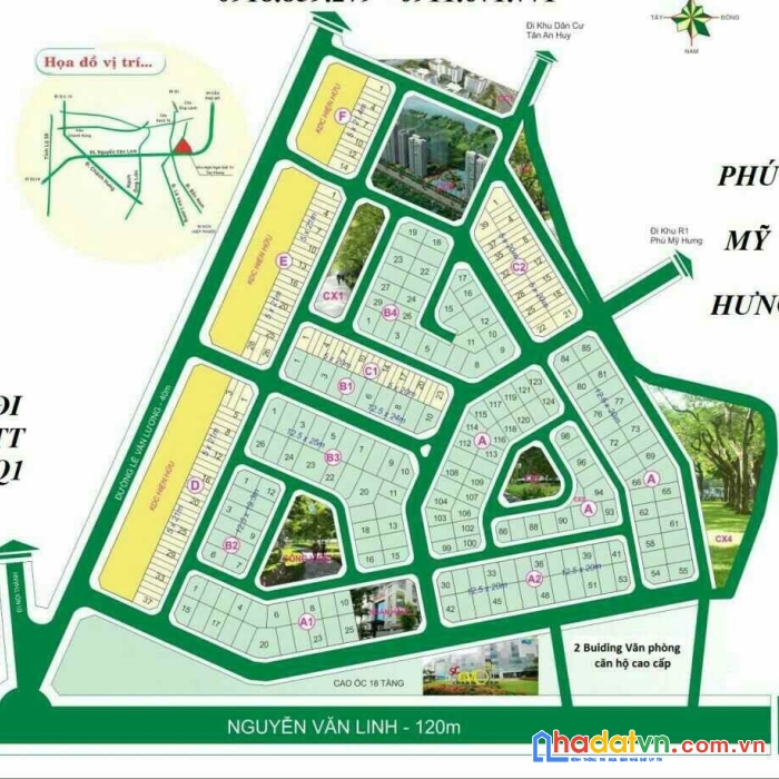 Đất lô b1-03 bt 12,5x24m khu sadaco nghỉ ngơi giải trí p tân phong q7