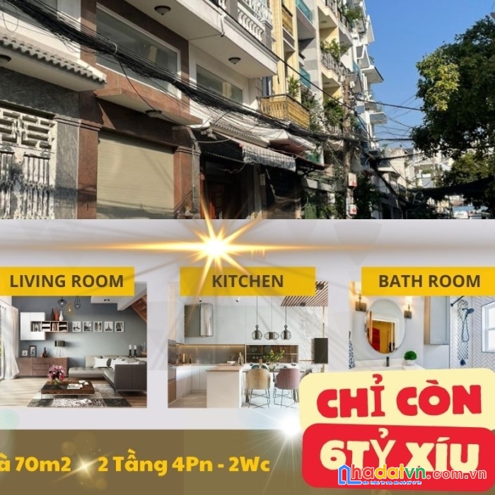 Nhà giảm còn 6tỷ xíu,70m2 4pn gần khu bàu cát,đồng đen và đường âu cơ