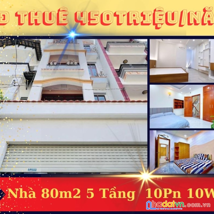 Hđ thuê sẳn 470triệu/năm, nhà 10pn 10wc full nội thất,80m2 chỉ 8tỷ xíu,gần cv lê thị riêng