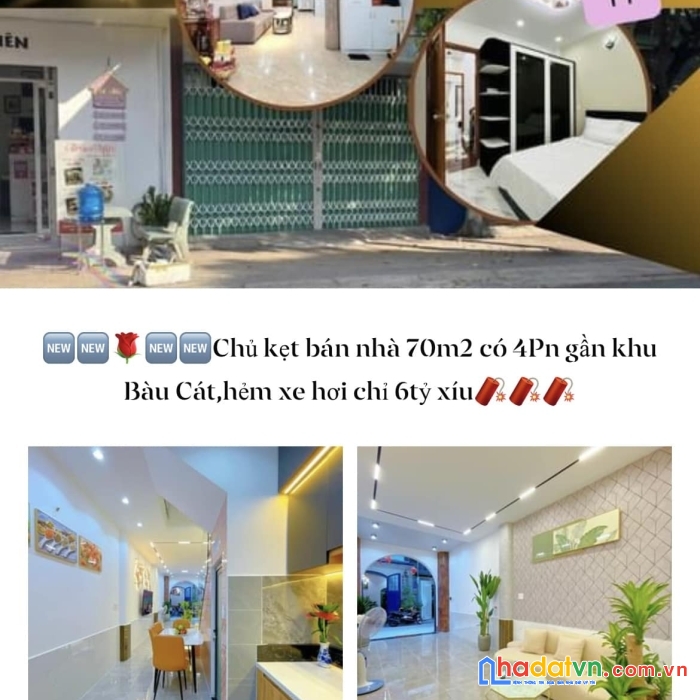 Giảm còn 6tỷ xíu,nhà 70m2 hẻm xe hơi thông,gần đường âu cơ,đồng đen,...
