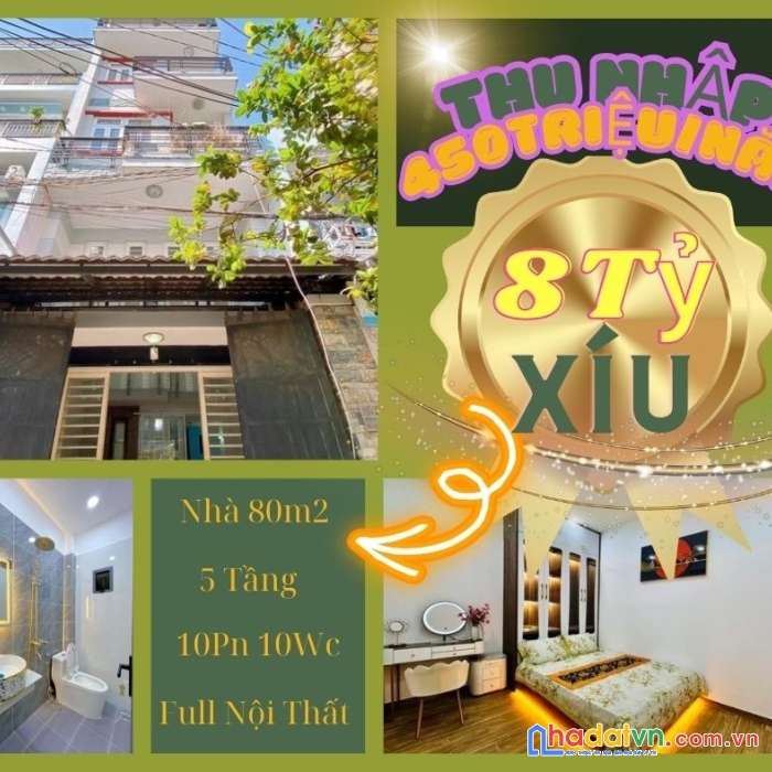 Máy in tiền gần đường bành văn trân hđ thuê sẳn 420triệu/năm 10pn-10wc nhỉnh 8tỷ