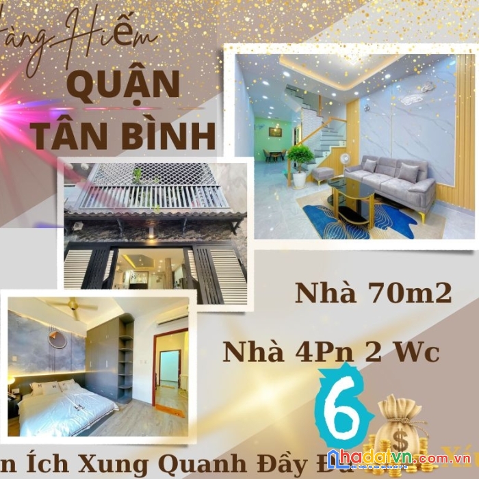Hàng hiếm mới kiếm được,nhà 70m2 hẻm ô tô nhỉnh 6tỷ,gần chợ tân bình,ngã 4 7 hiền