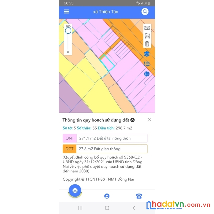 Bán 298m2 đất thổ cư xã thiện tân