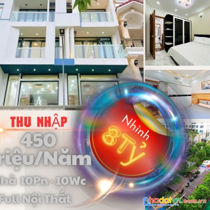 Thu nhập 450triệu/năm nhà 80m2, 10pn 10wc 8tỷ xíu gần bv trưng vương