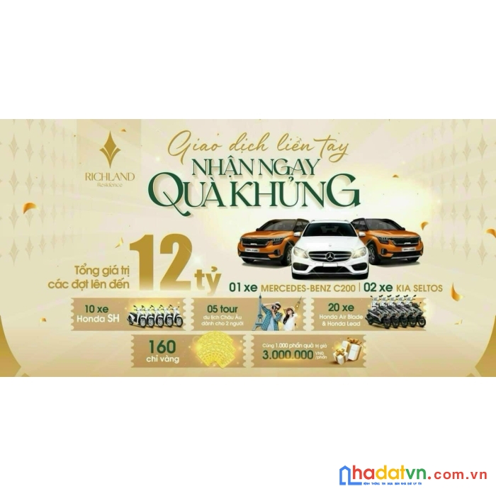 Bán đất nền dự án richland residence 70m2 thanh toán 320 triệu - 30%