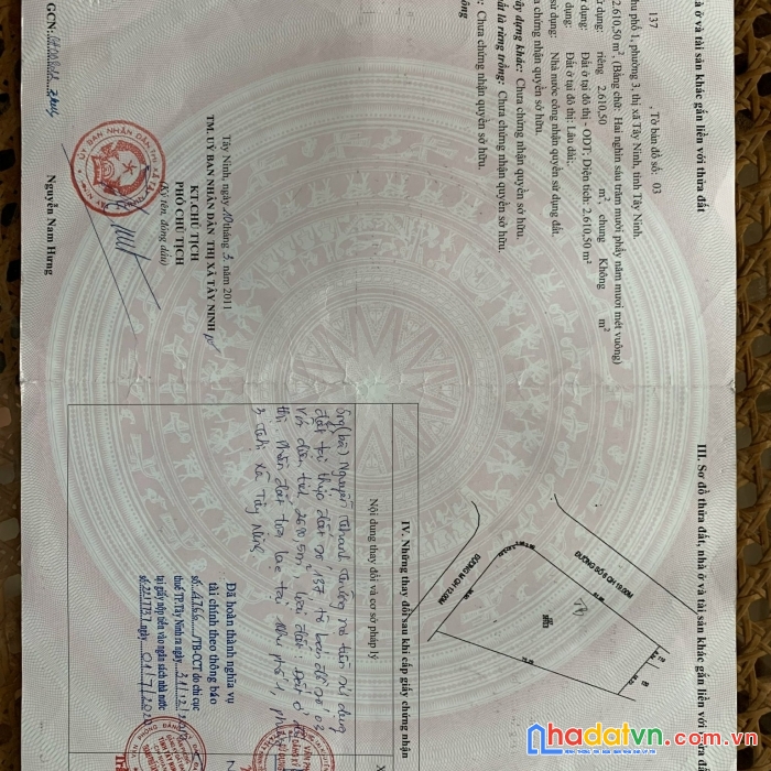 Bán miếng đất lớn 2610 m2 ngay trung tâm tây ninh