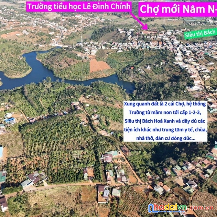 Bán 3ha đất có hơn 500m mặt tiền đường và hơn 150m mt hồ, đất sát trường học cấp 1,2,3 và ngay chợ