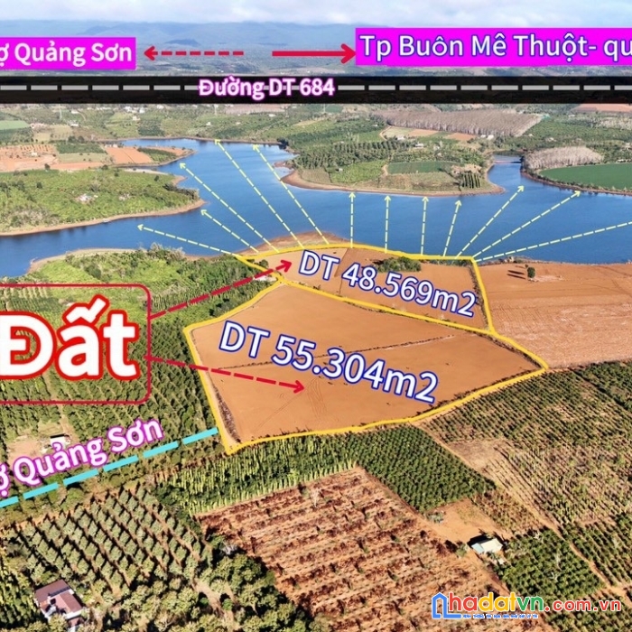 Bán 11 héc đất view hồ có 900m mặt tiền đường và 270m mặt tiền hồ, s hồng riêng, xe tải vào tận nơi
