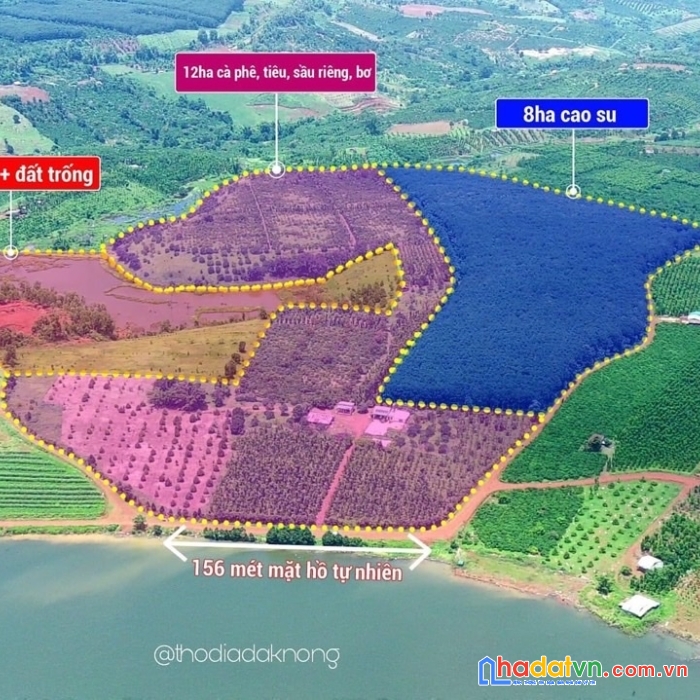 Bán 28,5 héc ta đất, đất có 3 mặt tiền, mặt tiền đường bao quanh rộng 1600m, có hồ riêng rộng 3hec