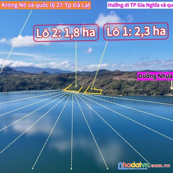 Bán đất mặt tiền đường nhựa liên tỉnh, đất có 82m mặt tiền đường nhựa và có 270m mặt tiền hồ