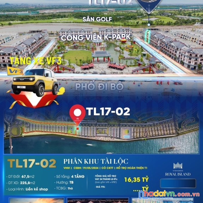 Duy nhất 01 căn shop tài lộc mặt công viên k-park với đầy đủ chính sách đặc quyền