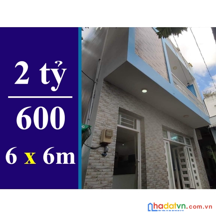 Bán nhà hẻm 308 huỳnh tấn phát. dt: 6 x 6m, 2 lầu. giá 2 tỷ 600
