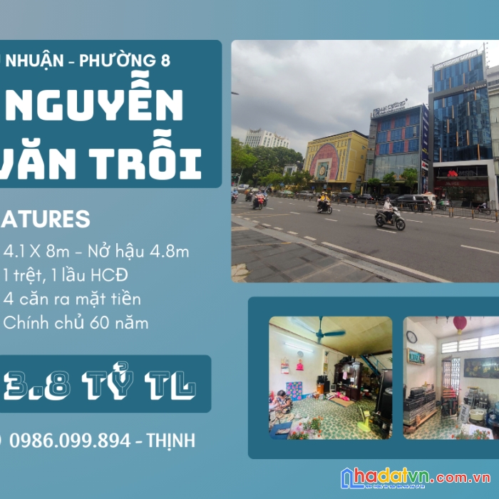 Bán nhà quận phú nhuận dưới 3.8 tỷ, nguyễn văn trỗi, không lộ giới, hcđ 2 tầng.