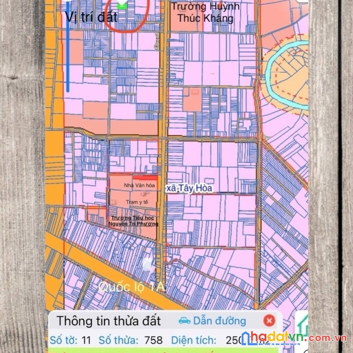 Bán đất thổ gần quốc lộ, khu vực tây hoà, trảng bom, 10x25m