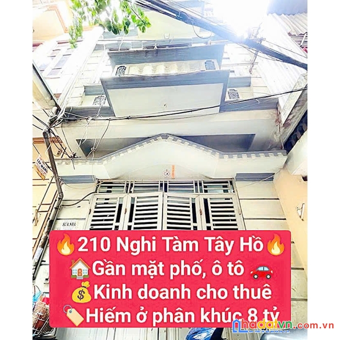 Hiếm- tây hồ- 210 nghi tàm- gần ô tô, mặt phố- 4 tầng ở , kinh doanh- 8 tỷ