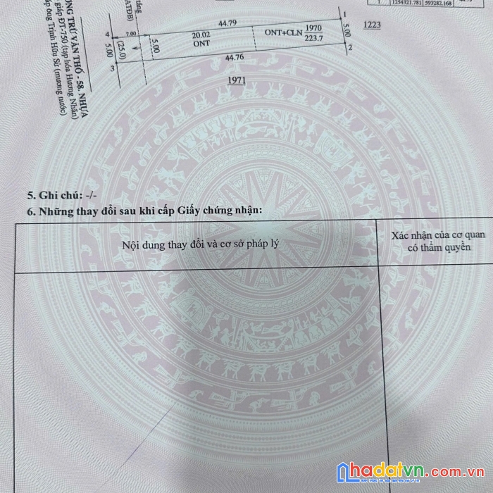 Bán lô đất trừ văn thố, huyện bàu bàng dt 5x44 - 100m2 thổ cư.