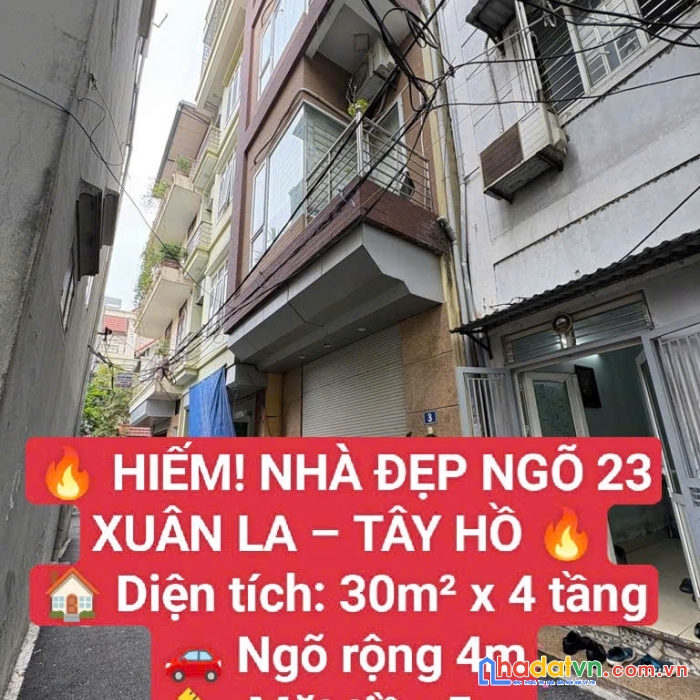 Hiếm- tây hồ- xuân la- 30m 4 tầng ở ngay- ngõ rộng- 5m mặt tiền- sổ vuông-6.6 tỷ