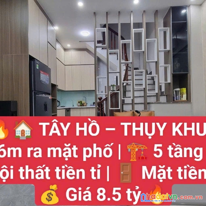 Tây hồ- thụy khuê- 16m ra mặt phố- 5 tầng mới- nội thất tiền tỉ- mặt tiền 5m- giá 8.5 tỷ