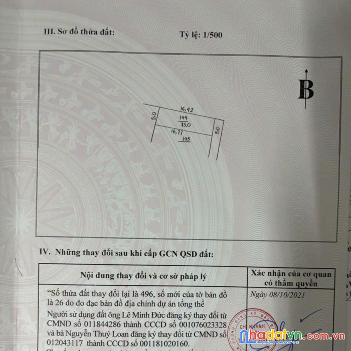 Chính chủ gửi bán lô đất 83m² hướng đông nam, giá tốt đầu tư tại thôn bãi, xã cao viên, huyện thanh oai.