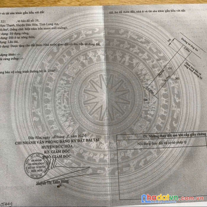 Bán đất đẹp xã hữu thạnh – đức hòa – giá chỉ 1 tỷ 5 