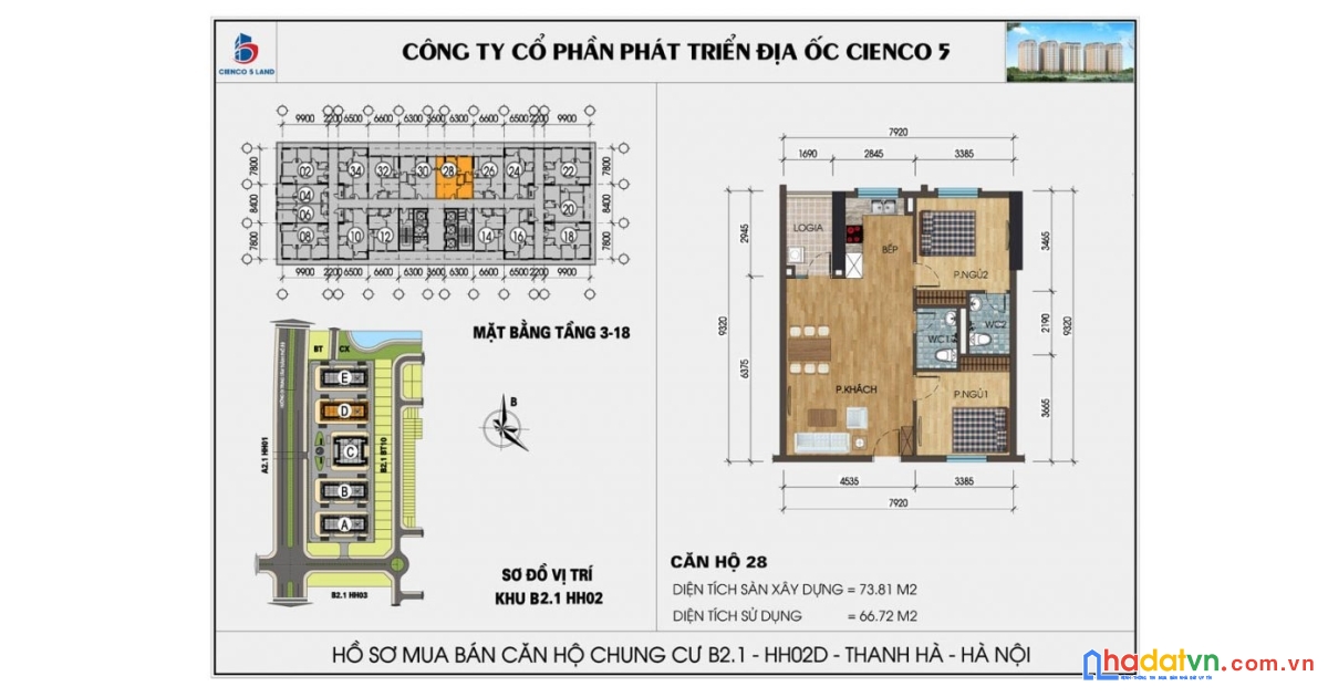 Bán căn hộ 74m² tầng đẹp, ban công hướng nam tại kđt thanh hà cienco 5– có thể cải tạo thành 3 ngủ