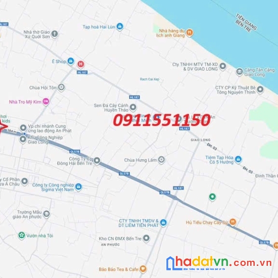 2 mặt tiền kinh doanh 120m2 đối diện kcn giao long bến tre 