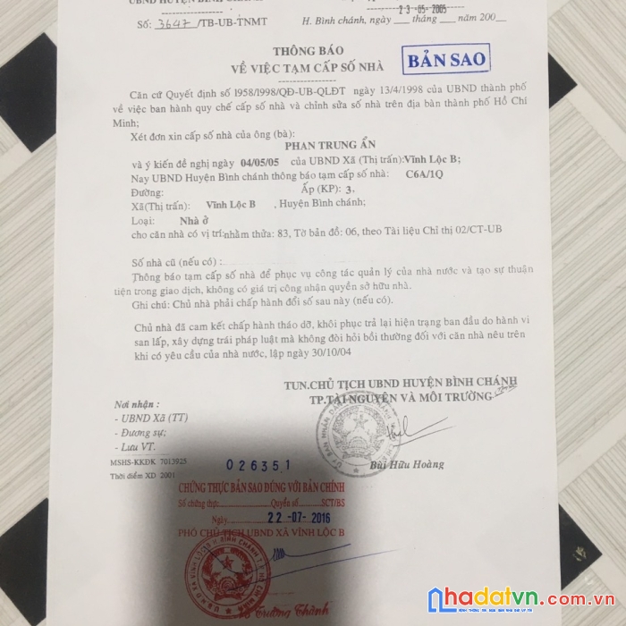 Nhà bán đường hẻm võ văn vân, xã vĩnh lộc b 