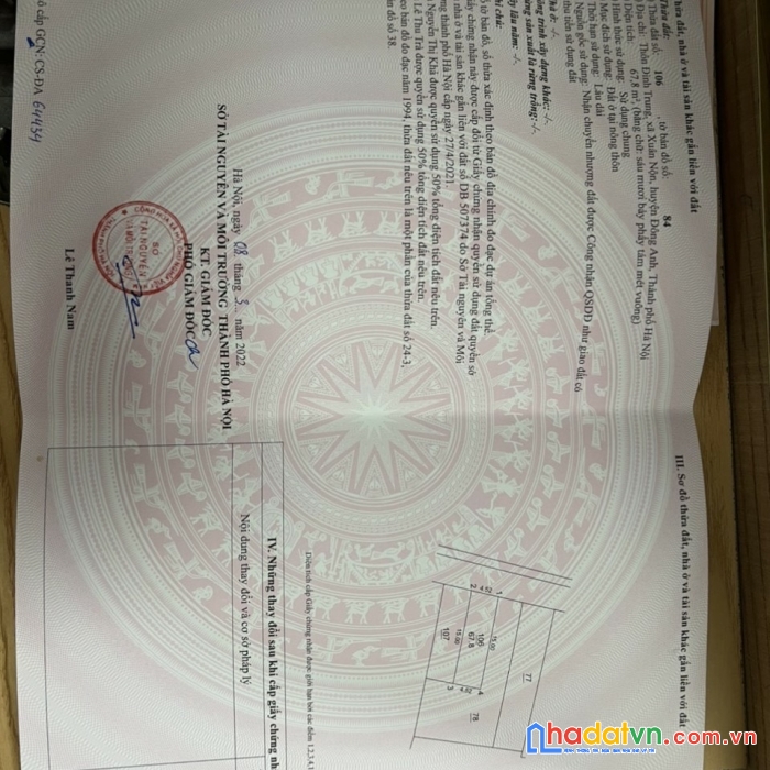 Chính chủ gửi em bán 6.72m đình trung xuân nộn đường 4.5m giá ưu đãi