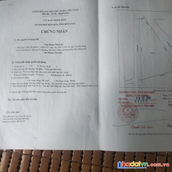 Chính chủ cần nhà 2 mặt tiền trước sau thuộc p.tân biên, tp biên hoà, tỉnh đồng nai.