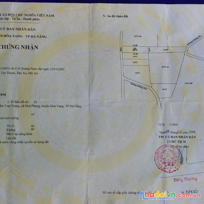 Bán đất xã hòa phong huyện hòa vang , tp đà nẵng