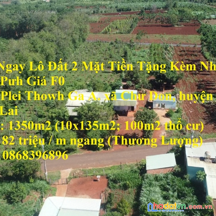 Sở hữu ngay lô đất 2 mặt tiền tặng kèm nhà cấp 4 tại chư pưh giá f0