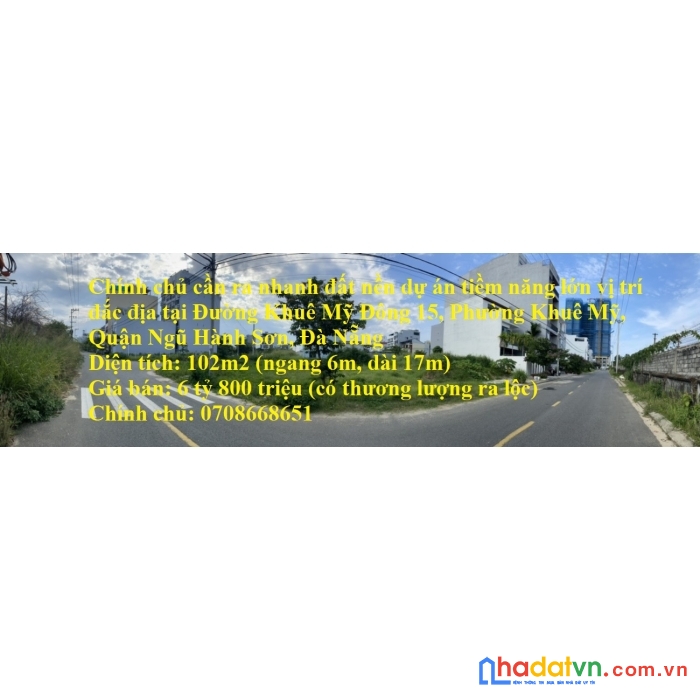 Chính chủ cần ra nhanh đất nền dự án tiềm năng lớn vị trí đắc địa tại quận ngũ hành sơn, đà nẵng