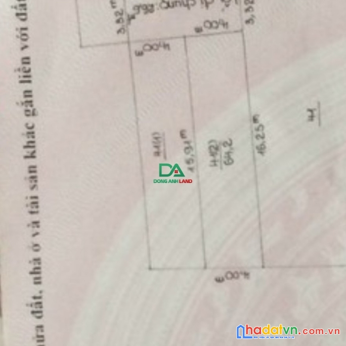 Bán đất  thôn vệ ,nam hồng , đông anh diện tích 64,2m2 giá rẻ