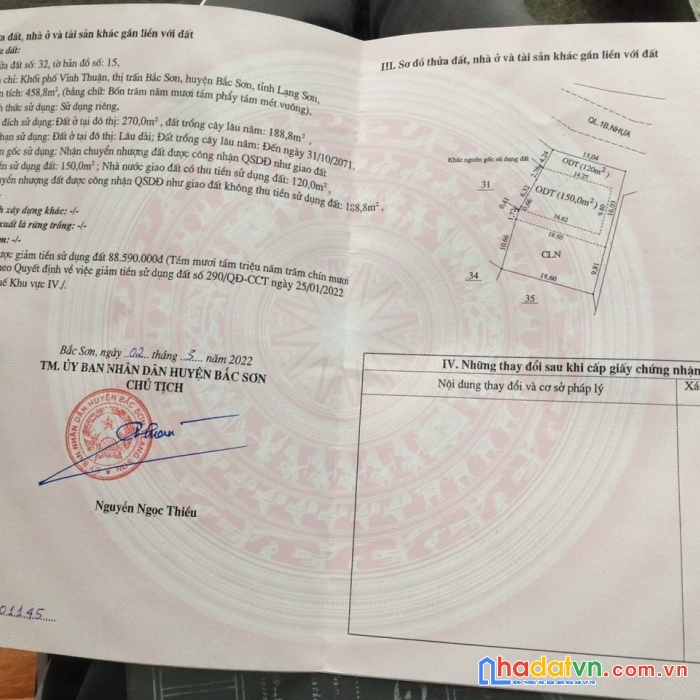 Chính chủ cần bán lô đất vị trí đẹp tại: thị trấn bắc sơn, huyện bắc sơn, tỉnh lạng sơn