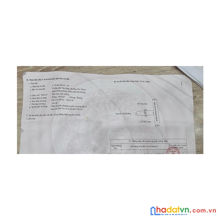 100m2 tân thành , dương kinh hải phòng ngay phạm văn đồng giá 1,55 tỷ