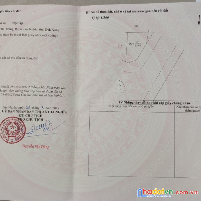 Chính chủ cần bán lô đất full thổ cư vị trí đẹp tp gia nghĩa.