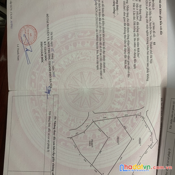 Cần bán 1028m2 đất giá đầu tư đường bìa làng lai sơn bắc sơn sóc sơn-hn