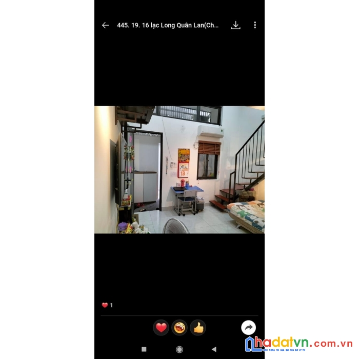 Nhà 1,5 tầng 445 lạc long quân dtmb 40  mt 3.8m.nội thất đẹp 1.85 tỷ