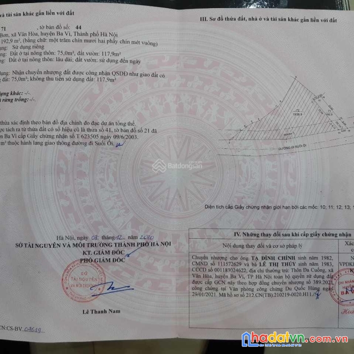 Chính chủ cần bán lô đất ở thôn bơn, - xã vân hòa - huyện ba vì - tp hà nội