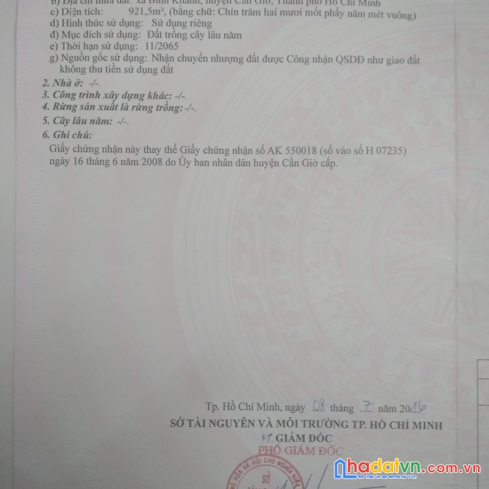 Chính chủ cần bán 2 lô đất liền kề xã bình khánh, cần giờ, thành phố hồ chí minh.