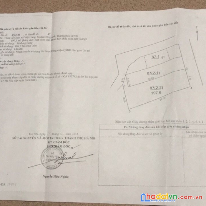 Cần bán 197.5m2 lỗ giao việt hùng đông anh hà nội