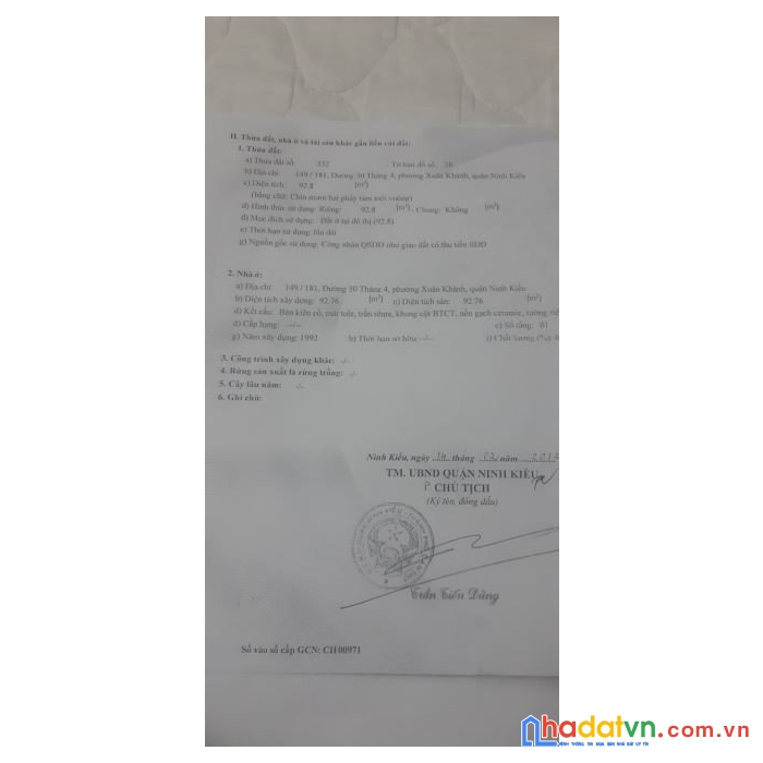 Bán đất tặng nhà cấp 4 mặt tiền đường mạc thiên tích, ninh kiều