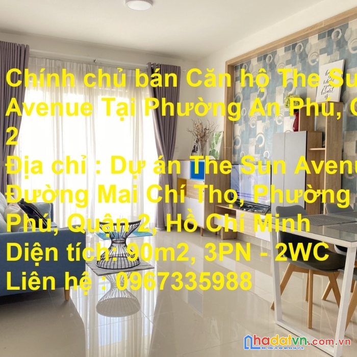 Chính chủ bán căn hộ the sun avenue tại phường an phú, quận 2