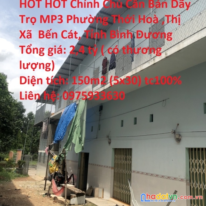Hót hót chính chủ cần bán dãy trọ mp3 phường thới hoà ,thị xã  bến cát, tỉnh bình dương