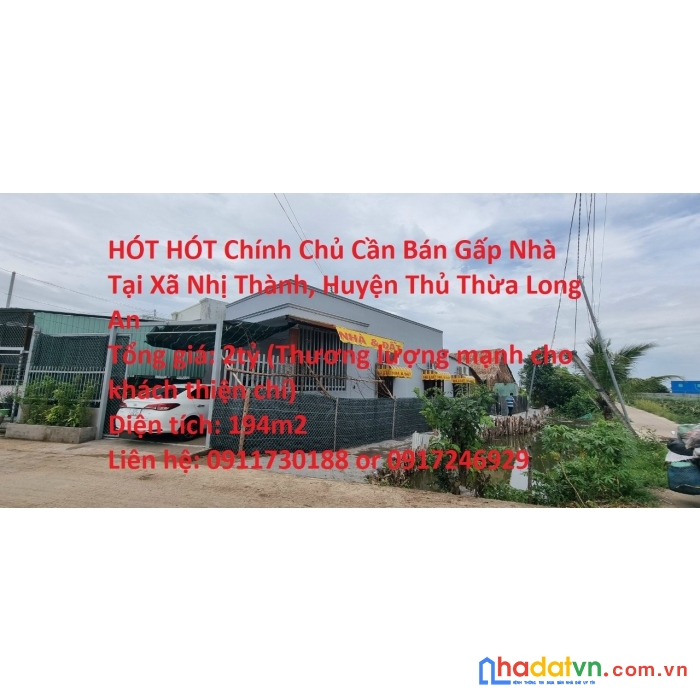 Hót hót chính chủ cần bán gấp nhà tại xã nhị thành, huyện thủ thừa long an