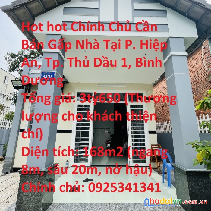 Hot hot chính chủ cần bán gấp nhà tại p. hiệp an, tp. thủ dầu 1, bình dương