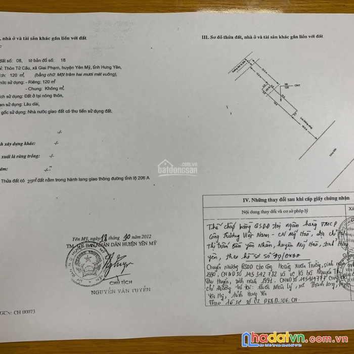Bán đất mặt đường giai phạm, dt 120m2, mt 5m, tiềm năng đầu tư, sđcc, lh 0888033883
