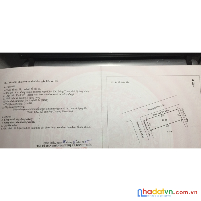 Chính chủ cần bán đất tặng nhà tại - phường mạo khê – thị xã đông triều - quảng ninh