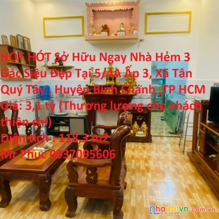 Hót hót sở hữu ngay nhà hẻm 3 gác siêu đẹp tại 5/4a ấp 3, xã tân quý tây , huyện bình chánh ,tp hcm