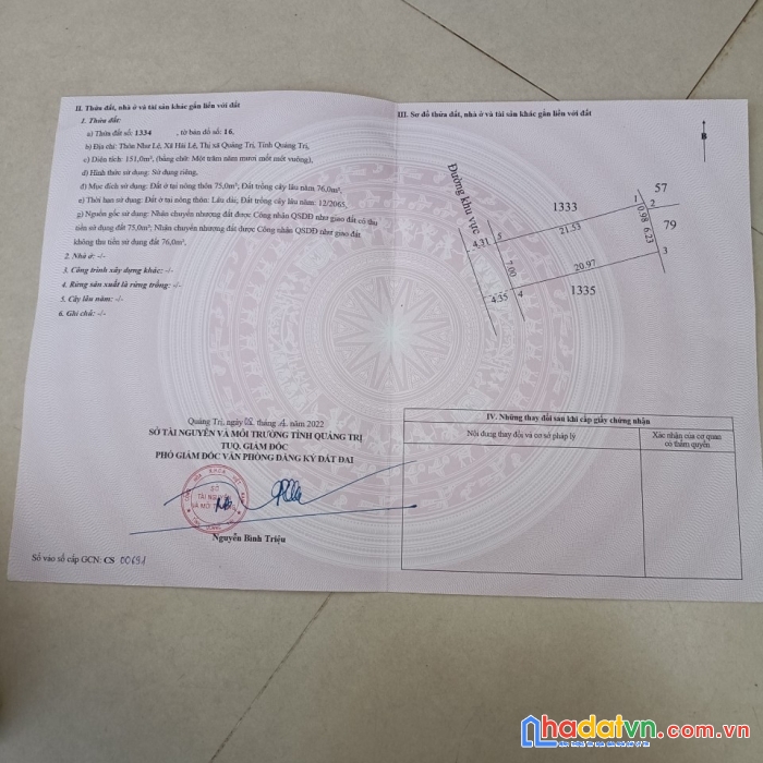 Chính chủ cần bán gấp lô đất đẹp tại xã hải lệ thị xã quảng trị